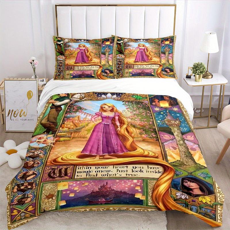 3pcs Cartoon Tangled Rapunzel Printed Bedding Set, Soft and Comfortable Quilt Cover for Bedroom B012