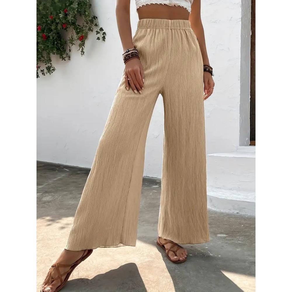 Pantalon Décontracté pour Femme Ample Amincissant Plissé Jambe Large