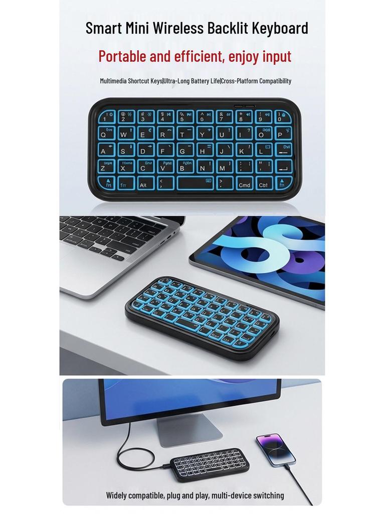Universal Three-Mode Wireless Luminous Mini Bluetooth Keyboard