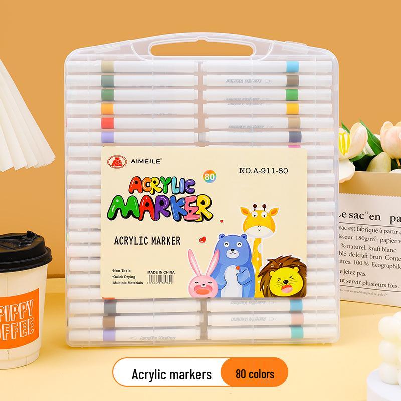 Quick-Drying, Stackable Acrylic Markers for Children's DIY Doodling