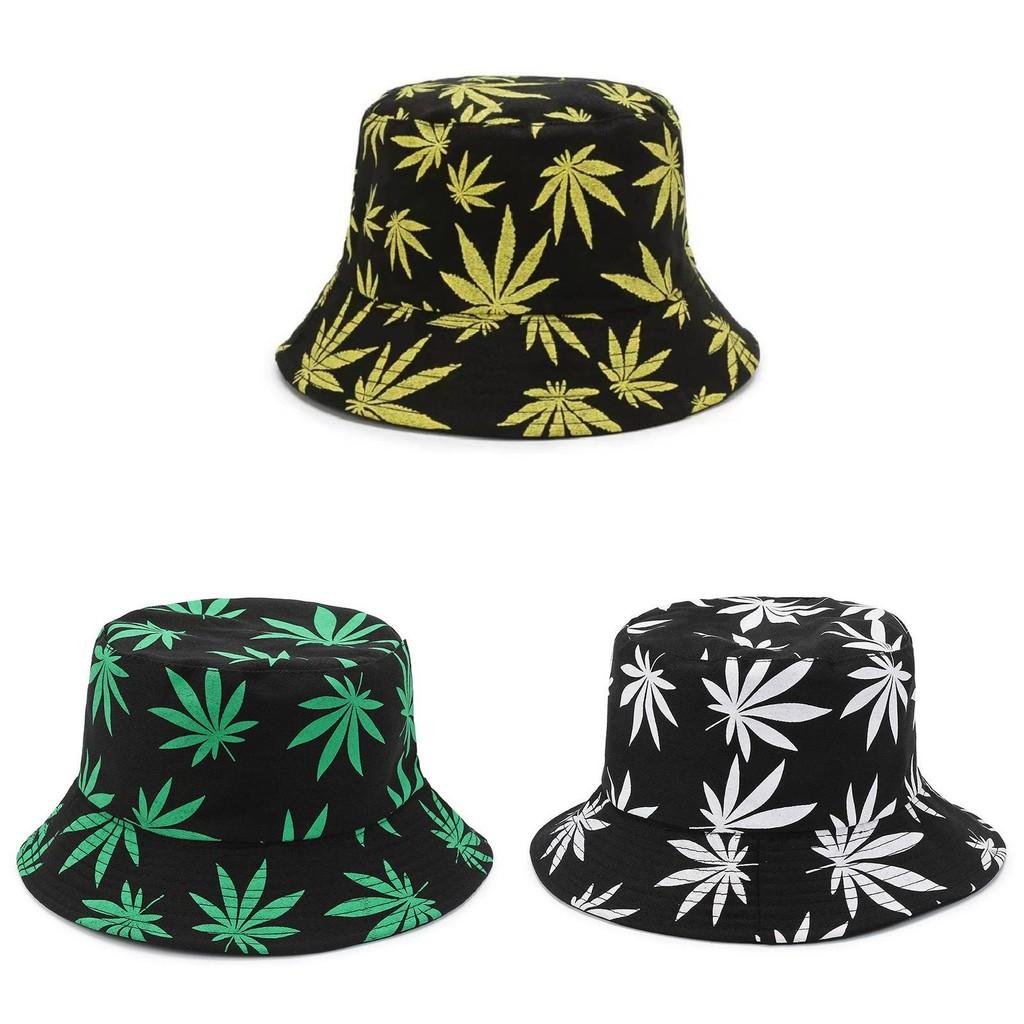Stylish Reversible Fisherman Hat For Women With Leaf Print Summer Sun Protection