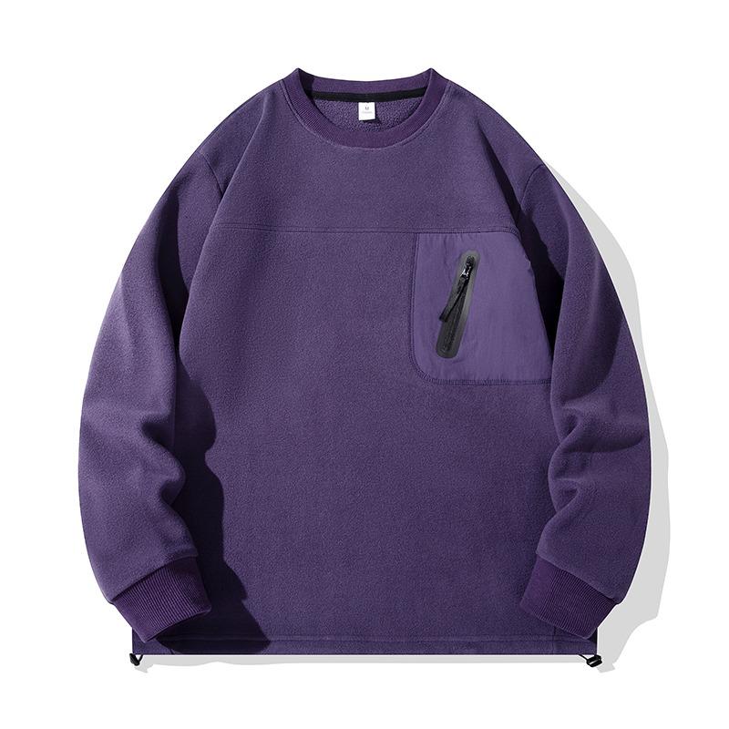 Autumn and Winter Warm Base Solid Color Long-sleeved Men's Round Neck Pullover Stand Collar T-shirt