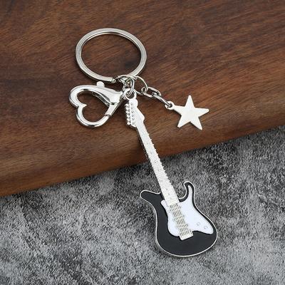Creative Classic Mini Rock Electric Acoustic Guitar Shaped Keychain Pendant  Backpack Decoration Accessories Gifts
