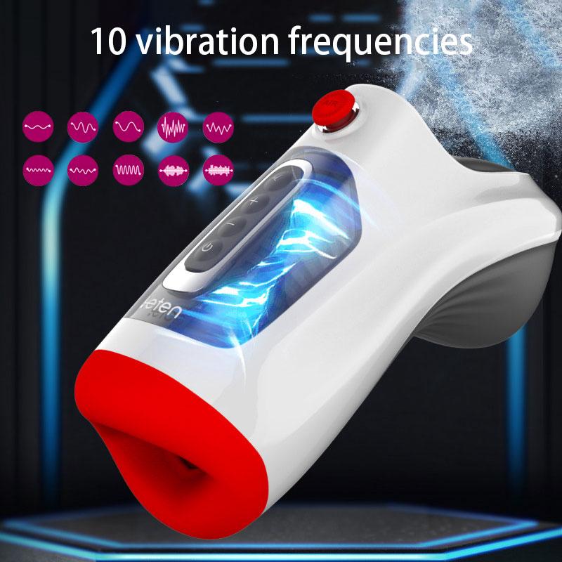 JIUAI Echt Oral Blowjob Männlicher Masturbator Deep Throat Air Control Vakuum Saugen Vibrierende Sex Maschine Sex Spielzeug für Männer