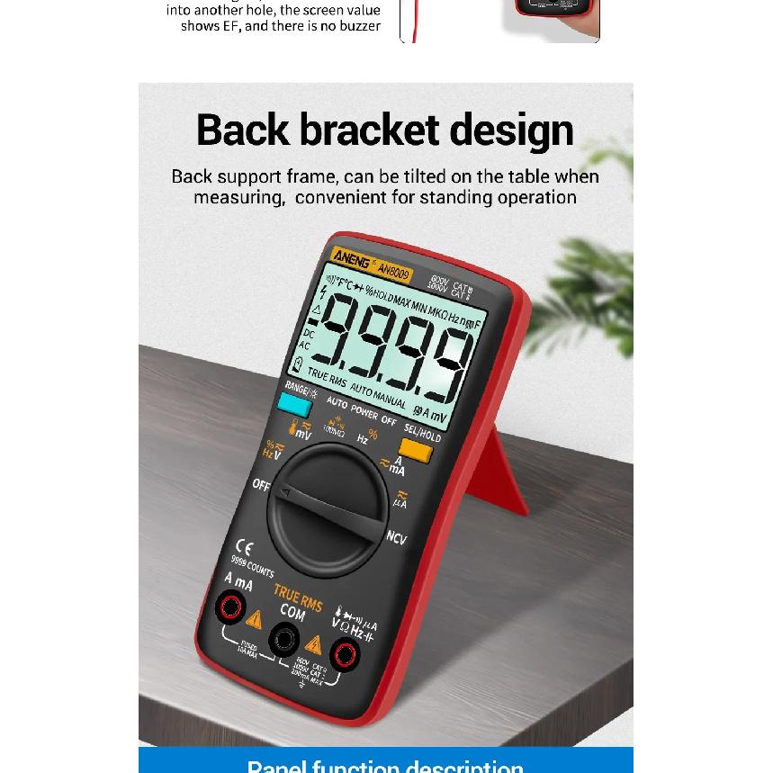 Digital Multimeter Transistor ANENG AN8009 Testers Capacitor True-RMS Tester Automotive Electrical Capacitance Meter Temp Diode