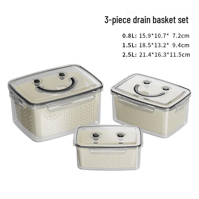 Outdoor Food-Grade Double-Layer Drain Basket & Storage Box for Vegetables & Fruits - Insect & Dust Proof, Fresh-Keeping for Refrigerator.