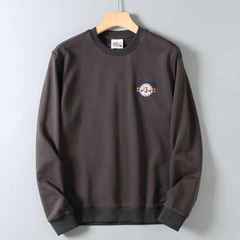Men's Autumn Sweatshirt with Fish Scale Embroidery, Heavy Wash, and Long Sleeves, Suitable for Sports and Casual Wear
