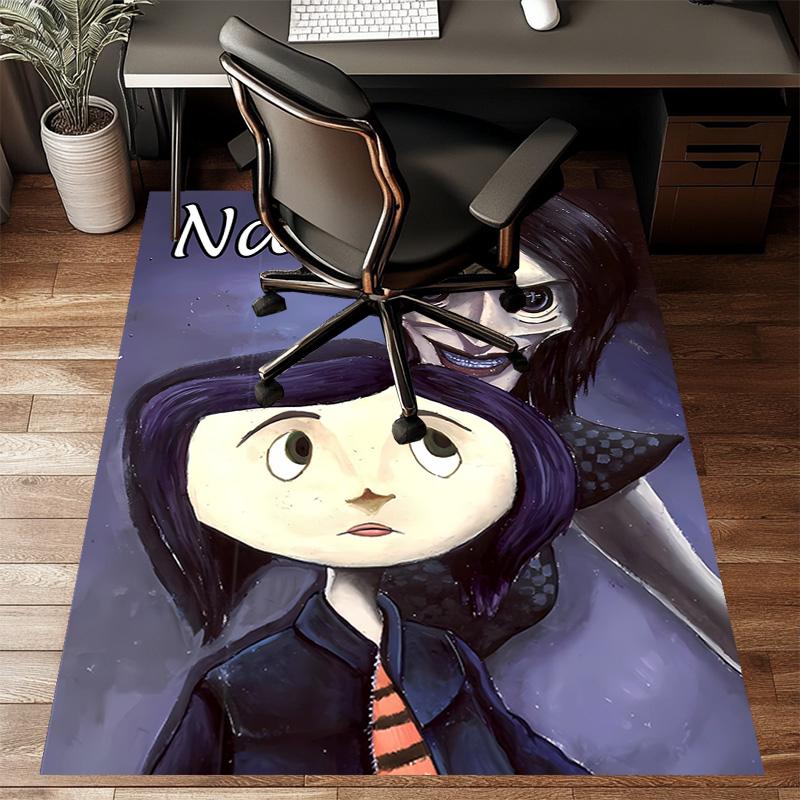 Custom Coraline Mat Personalized Name, Polyester Washable Indoor Entryway Rug, Gift for Christmas, Easter, Thanksgiving Day