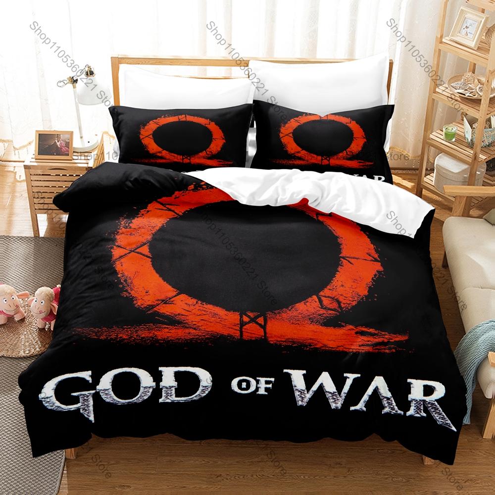 Kratos God of War Bedding Set 3 Piece Duvet Cover Set Classic Game Bed Linen for Teens Bedroom Decor