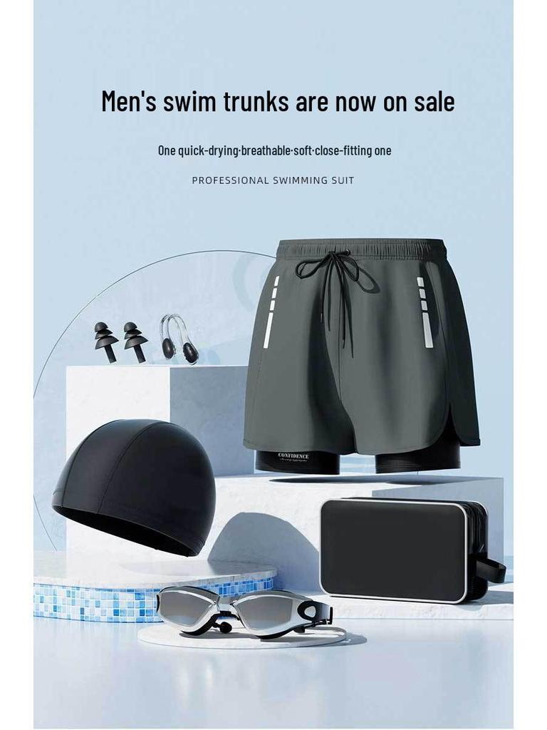 Pánské letní rychleschnoucí dvouvstvové plážové šortky: Velká velikost, Design proti rozpakům, Ideální pro plavání a sport