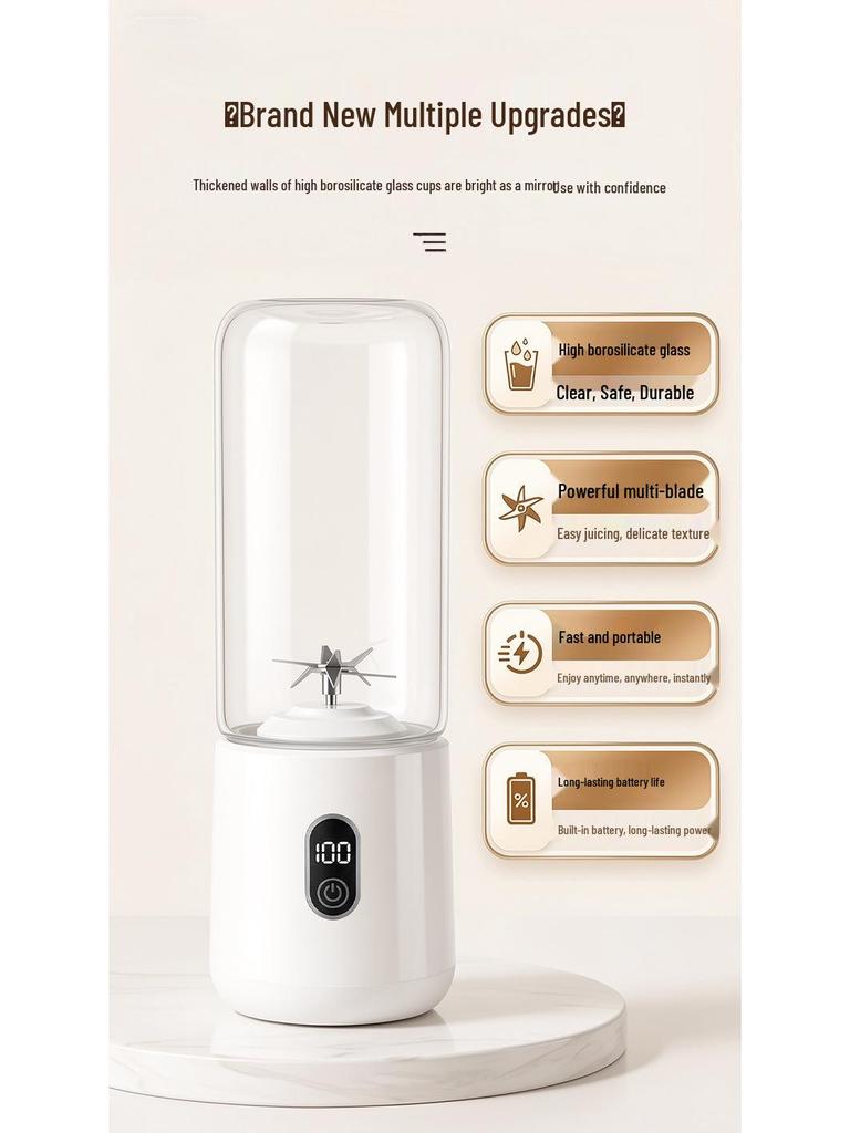 Portable Wireless Juicer Blender - Rechargeable Fruit Juice Cup and Electric Food Processor with Customizable Logo