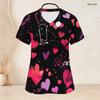 Women Plus Size V Neck Short Sleeve Scrub Top Retro Brush Painting American Flag Star Print Nurse Uniform Top