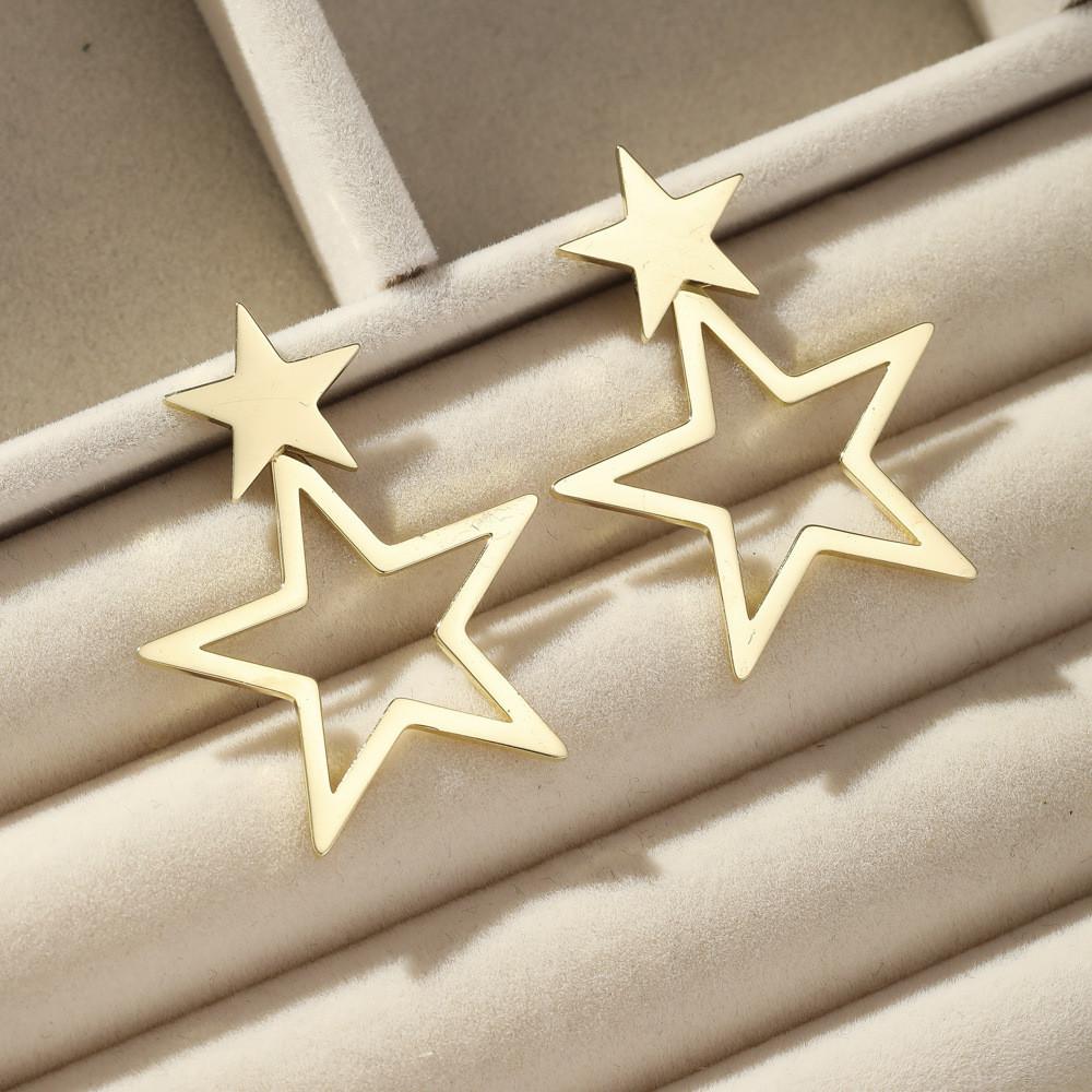 Fashionable And Unique Gold And Silver Star-shaped Earrings For Women Stainless Steel