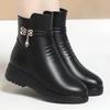 Fashion Leather Women Boots 2024 Winter Thick Wool Lined Genuine Leather Women Snow Boots Large Size Women Winter Shoes