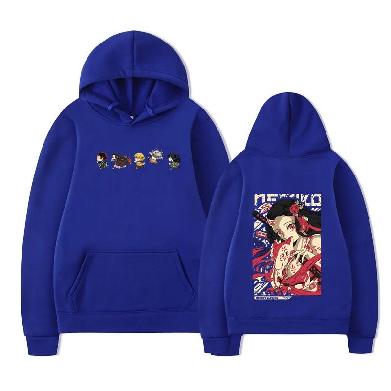 Autumn Winter Japanese Anime Hoodie Sweatshirt Print Letter Oversize Pullover Casual Fashion Street Long Sleeved Top