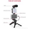 AY49 Mini Pocket Fill Light & Selfie Stand with LED Flash and Microphone Set