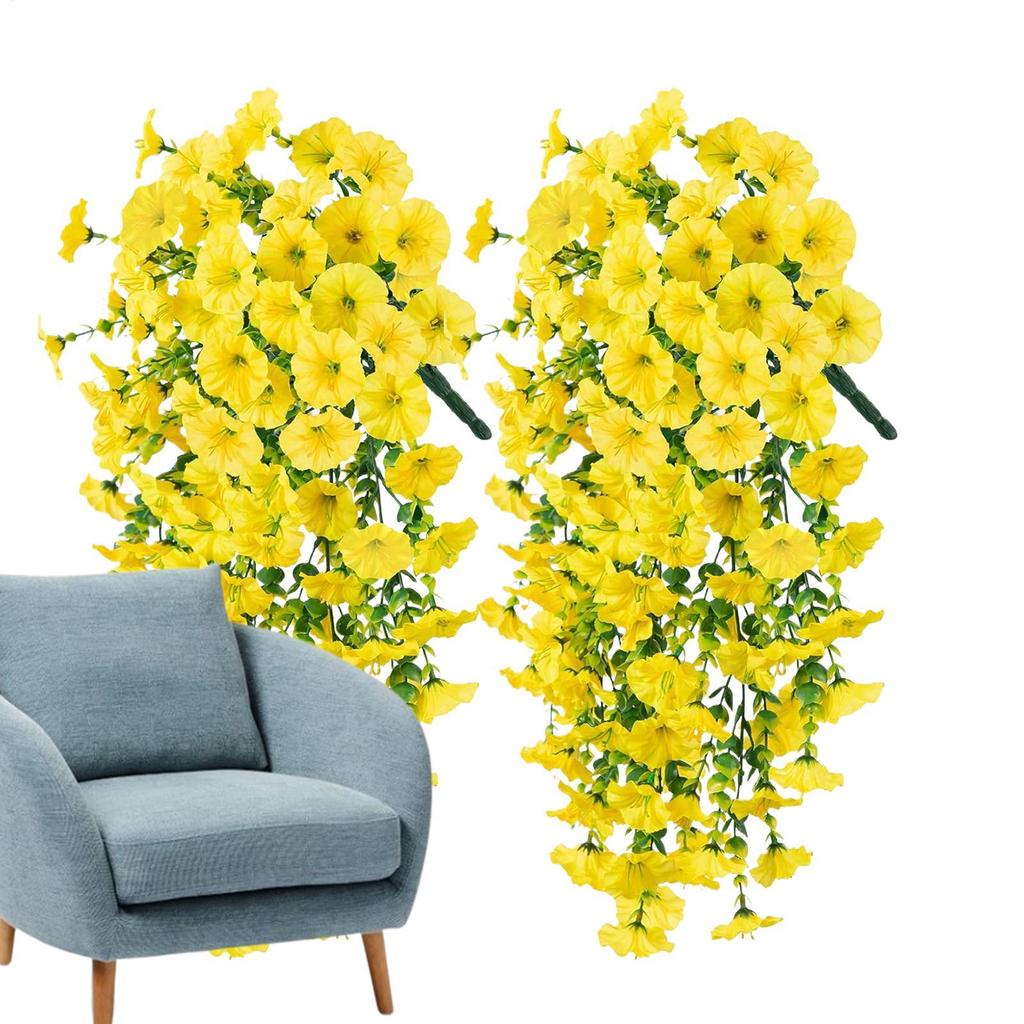 Artificial Hanging Flowers Silk Petunia Fake Flowers UV Resistant Outdoor Hanging Plants Wedding Home Garden Decorations