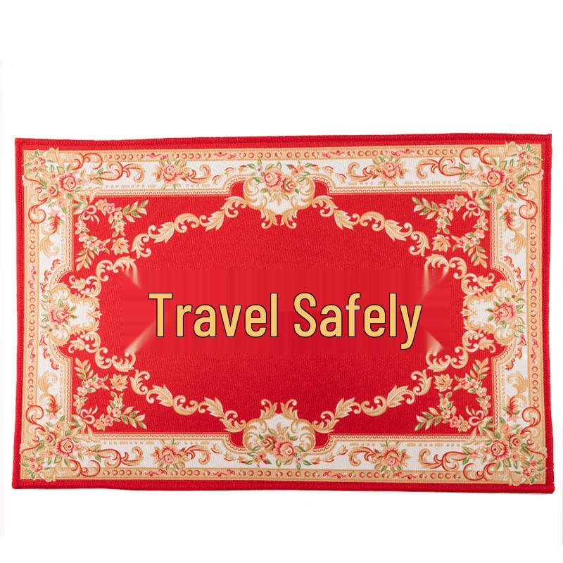 HAISIDIKE HKY-260 Festive Red Crystal Velvet Entry Doormat 80cm x 120cm
