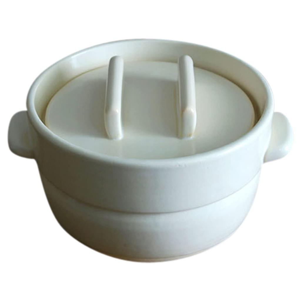 Kamoshika Tool Shop Rice Pot, 3-cup, White