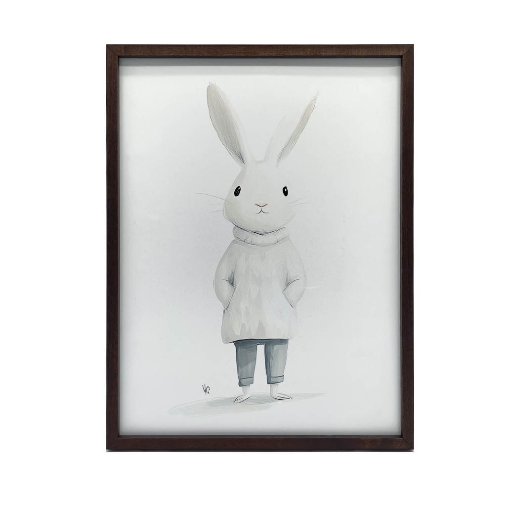 Plakat Uroczy Królik W Sweterku Plakat Uroczy Królik W Sweterku, 50X70 Cm, Bez Ramy, Płótno Premium Na Blejtramie