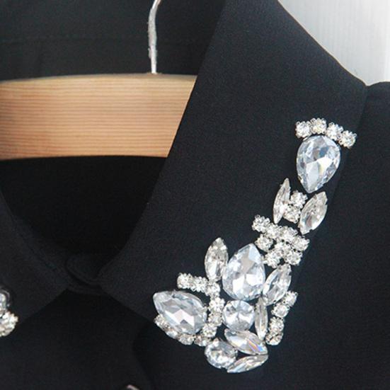Yousheng Women Rhinestone Fake Collar Detachable Chiffon Dickey False Collar with Adjustable Straps Half-Length Fake Shirts Collar for Festive Party