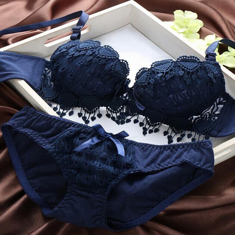 Women's Bra and Panties Girl Floral Lace Underwear Bra Set