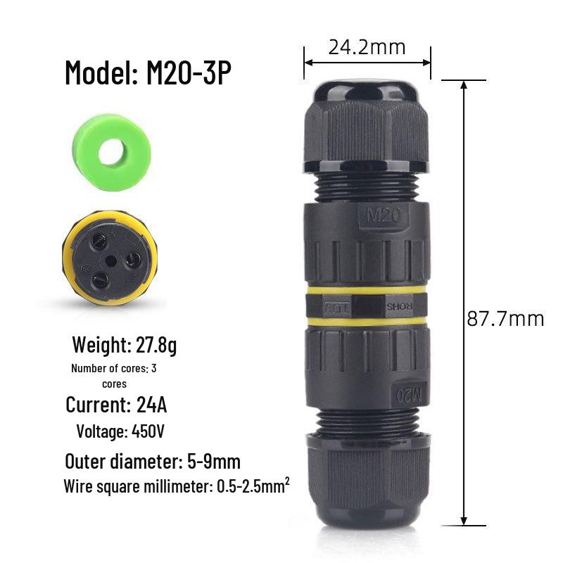 IP68 M20 Outdoor Waterproof Connector for Street Lights - 3-Core & 4-Core Cable Compatible