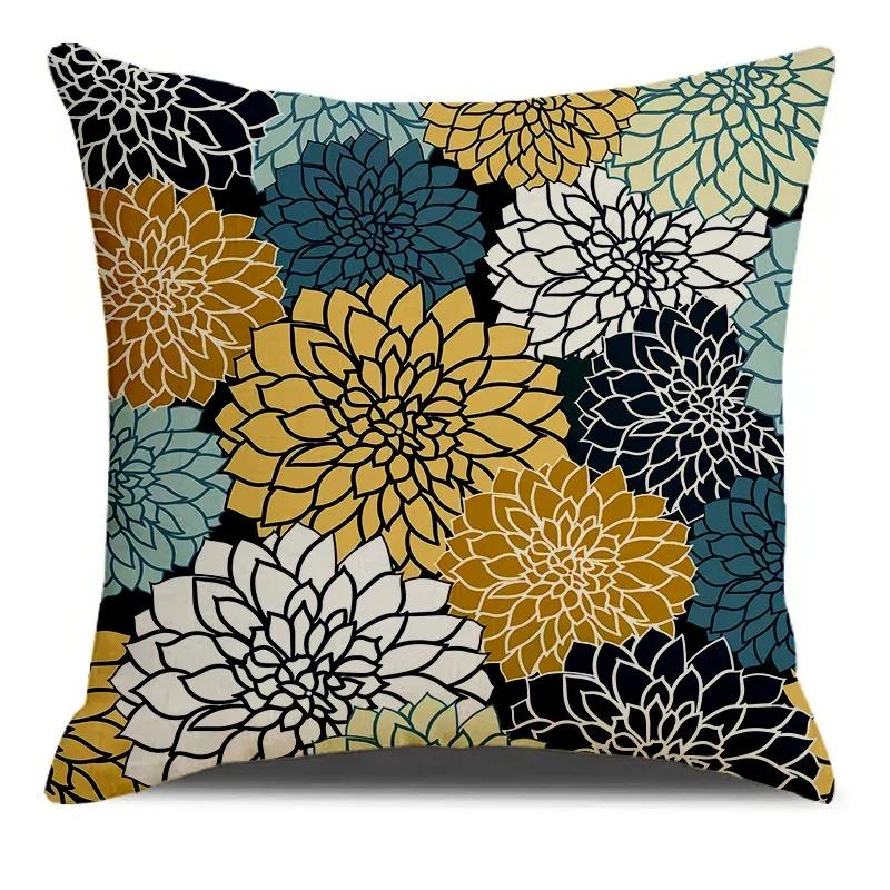 Colorful Floral Yellow Red Pattern Printed Soft Square Pillowslip Blend Cushion Cover Pillowcase Living Room Home Decor