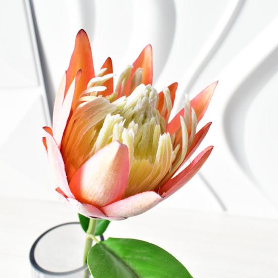 Artificial King Protea Flowers Lifelike Tropical Floral Arrangements Faux Protea Cynaroide with Stem for Wedding Centerpiece Home Office Table Decor