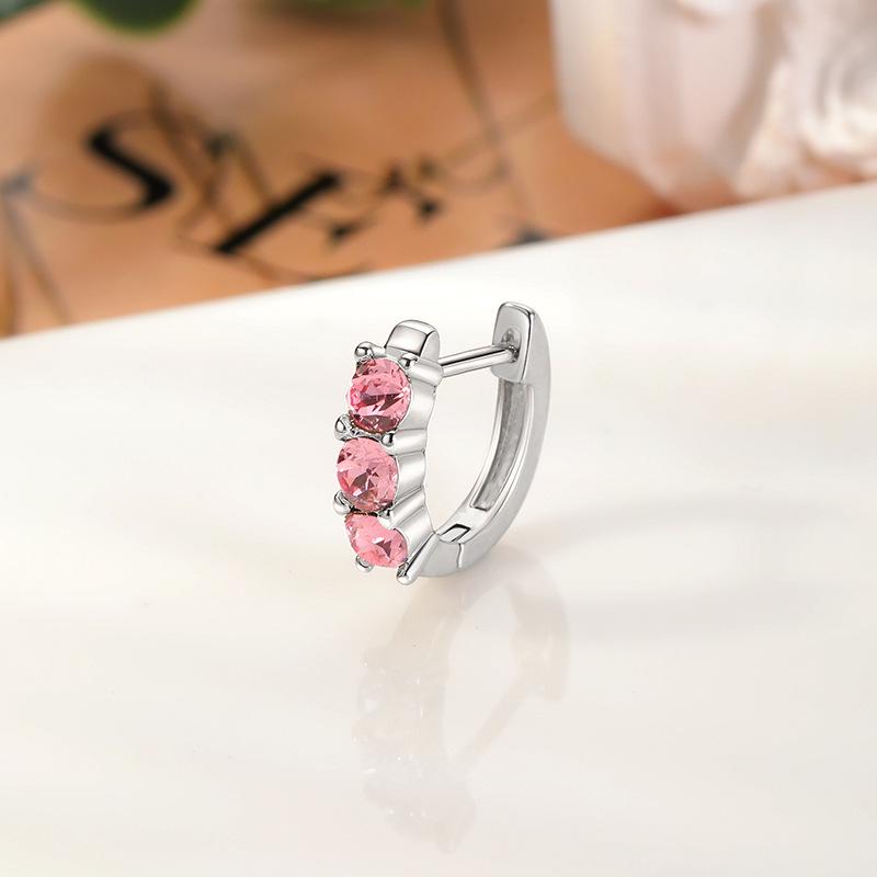 Exquisite Zircon Stud Earrings: Stylish Titanium Hoop with Micro-Paved Shiny Edge Design.