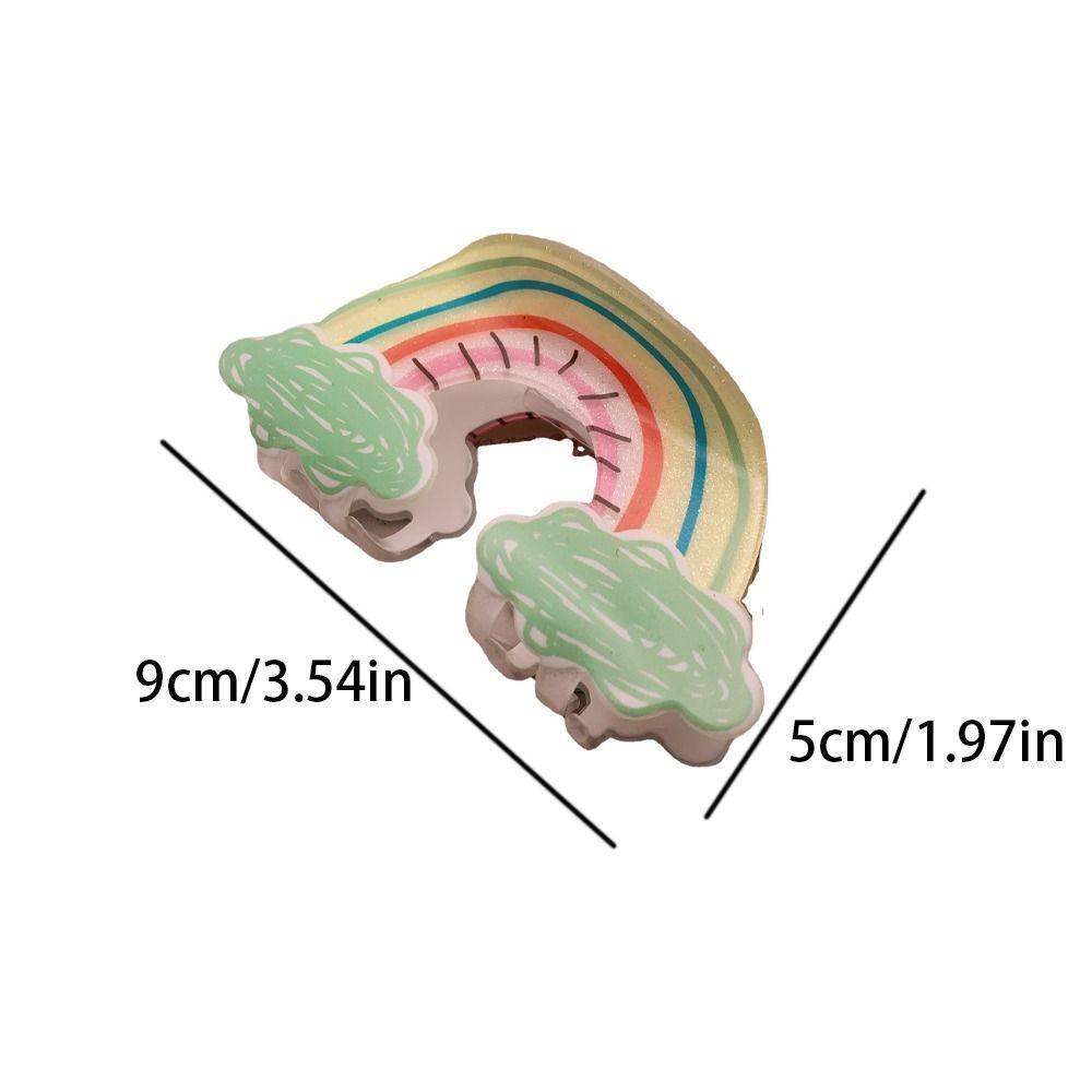 Clip Geometric Half-moon Shape Acrylic Women Hair Clip Cloud Rainbow Hair Claw Printing Hairpins