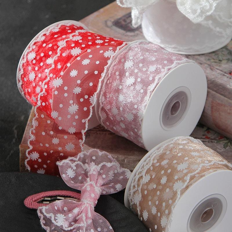 Printed Chiffon Voile Ribbon 1.5" 38Mm Diy Hair Bows Sewing Accessories Handmade Crafts Gift Flower Packing 10 Yards