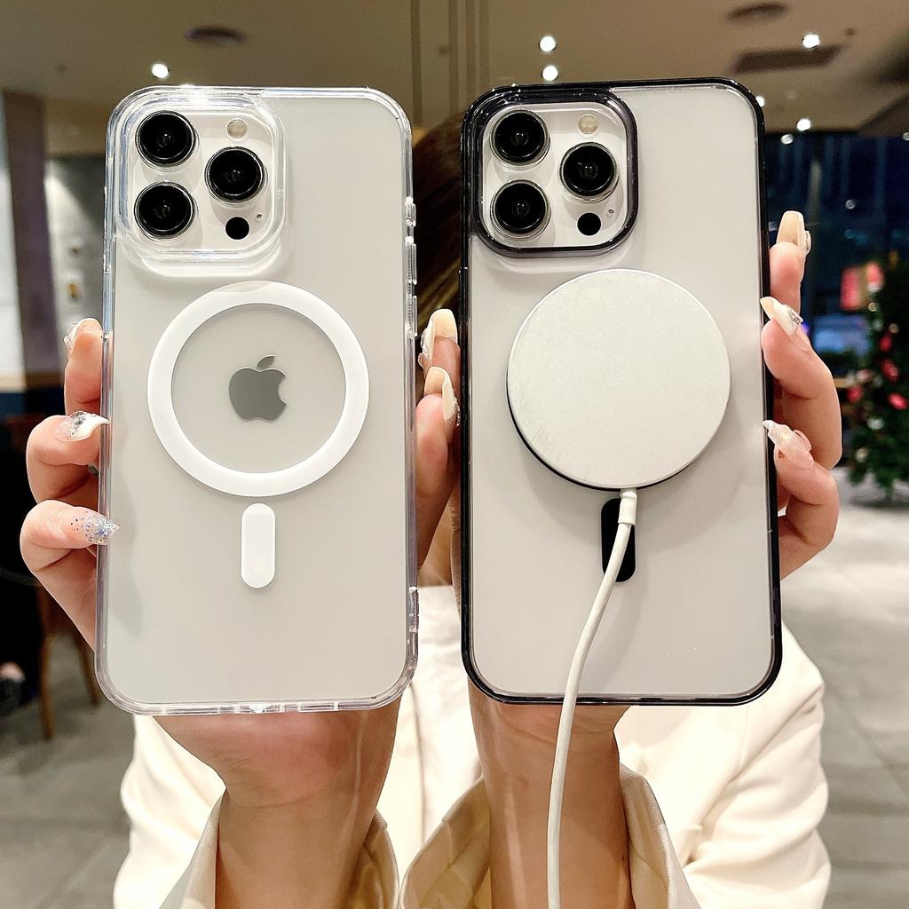 The translucent matte skin-feel magnetic case is suitable for the iPhone 15 Pro Max magnetic 14, skin feel 13, large hole 12, color translucent 11