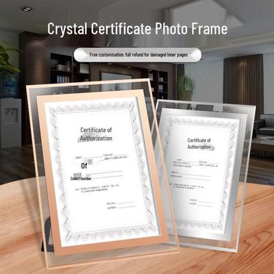Cadre de Certificat en Verre Cristal | Cadre Photo ou d'Honneur A4 & A5 | Présentoir de Table pour Récompenses, Licences et Documents