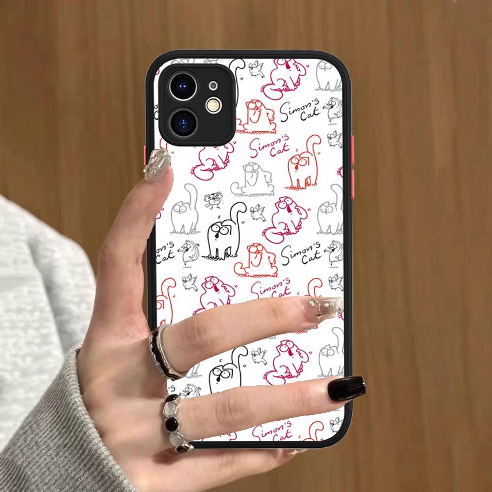Cute S-Simons Cat Phone Case For IPhone 16 15 14 Plus 15 13 12 11 Pro Max X XS MAX Matte Cover