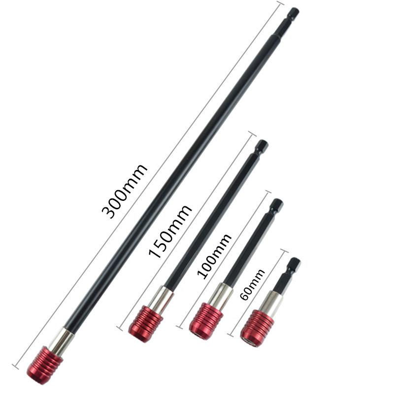 Red Hex Shank Quick Change Bit Extension Rod - Available In 50mm, 100mm, 150mm, 300mm Lengths