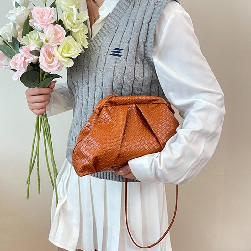 Woven Clip Women's Cloud Bag Fashionable Light Luxury Pleated Small Versatile and Stylish Shoulder Clutch Crossbody Bag