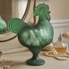 Glass Rooster Sculpture Candy Jar Dish With Lid Multifunctional Covered Bowl Dessert Plate Easter Farmhouse Decors Gift
