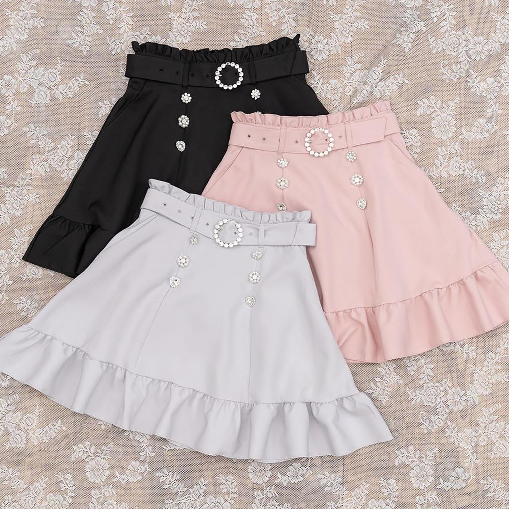 [Yumetembo] Mass-produced Landmine Style Clothing [Dear My Love] Women's Beaded Skirt, Choice of Length, Long, Black, Yumetenbo