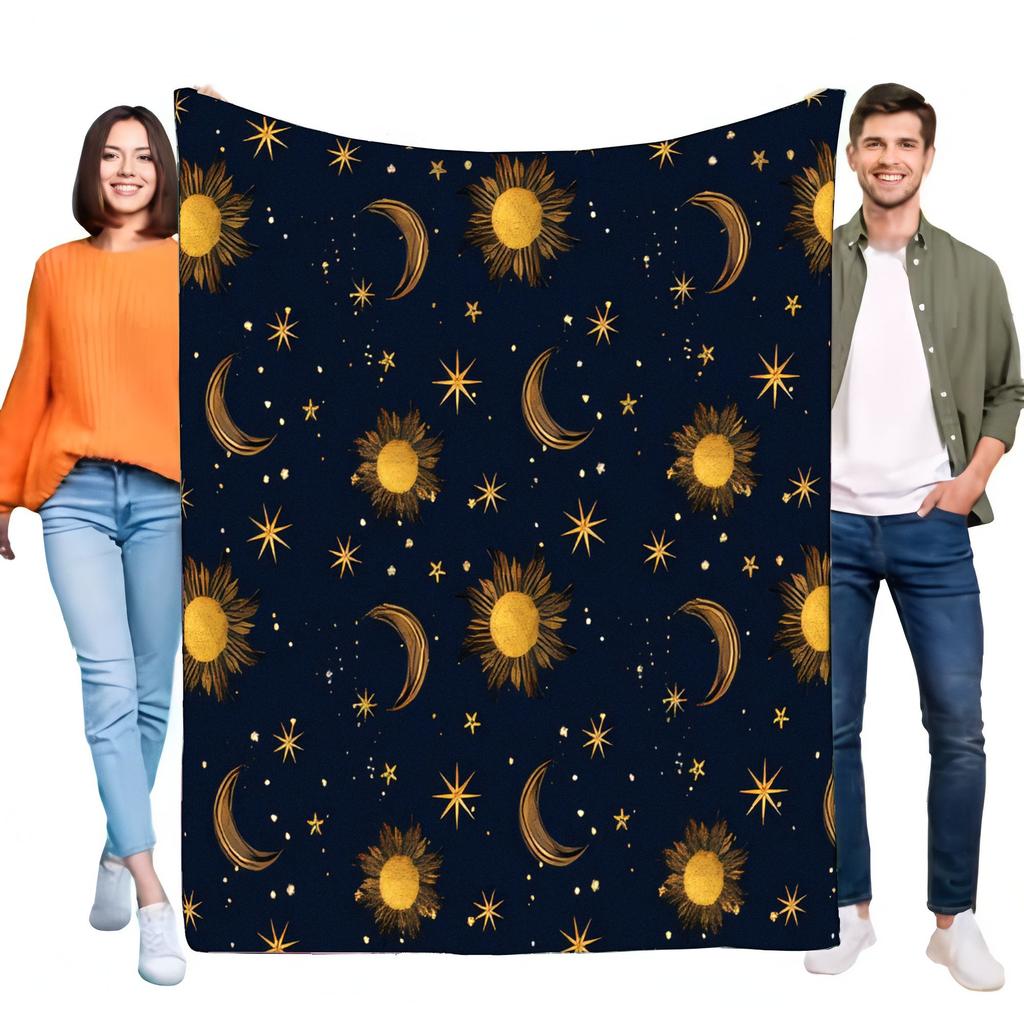 Cozy Astral Galaxy Blanket, Soft Warm Throw for Bed or Sofa, Stylish Stars and Sun Design, Perfect for Home Decor or Gift, Light
