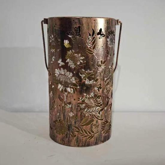 Solar Sunflower Garden Lantern Hollow-Out Waterproof Outdoor LED Hanging Light for Yard Patio Fence Energy-Saving Landscape Lighting