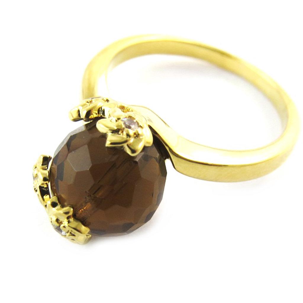 Gold Plated Ring 'Flora' Golden Brown