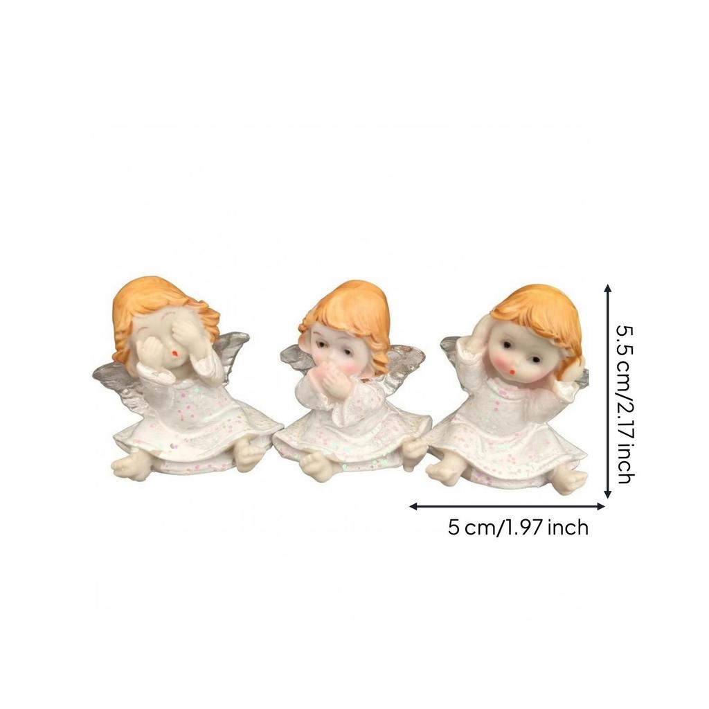 3 Pieces Seated Angel Figurines Decorative Resin Angels Lightweight for Desk