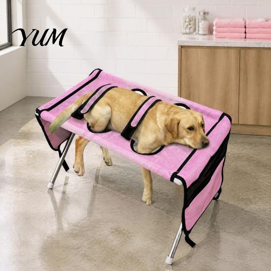 Portable Pet Washing Platform Grooming Hammock with Stand, Dog Bathing Hammock, Foldable Bath Holder for Restraint Net Small & Medium Pets, Adjustable