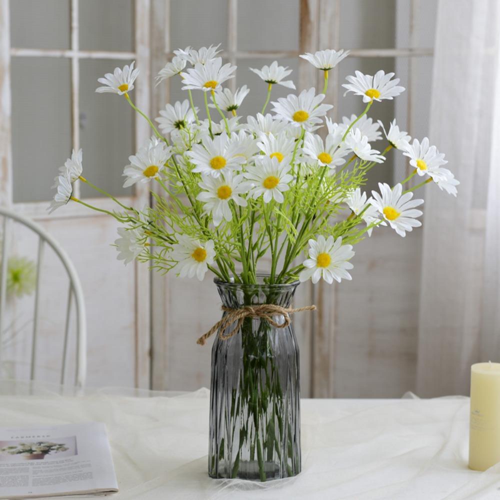 5 Branches of 25 Small Daisies Artificial Flower Chamomile Hollandaise Plastic Fake Flower Silk Flower Home Decoration Ornament Flower