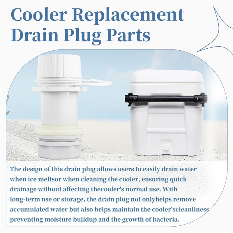 A95I-Threaded Cooler Drain Plug With Plastic Tethered Cap-Replacement For Igloo 50-165 Qt Coolers, Drain Plug Parts белый