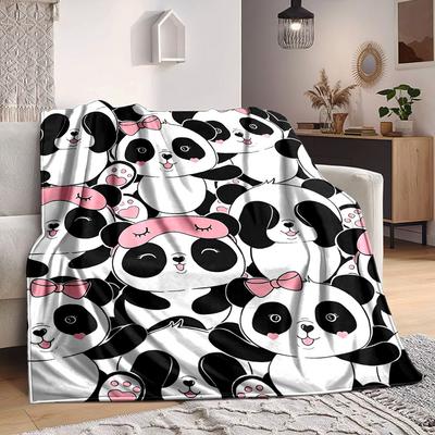1pc Panda, Cute Blanket Warm, Cozy, And Soft, Suitable for Sofas, Beds, Cars, And Office Use.Perfect for Camping And Travel, Making It a Great Gift Fo