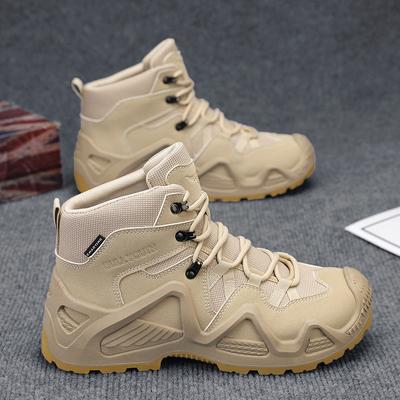 Fashion Men's Ultralight Tactical Desert Boots Outdoor Hiking Shoes Rugged Non-Slip Sole for Multi-Terrain Trekking Sport Activities