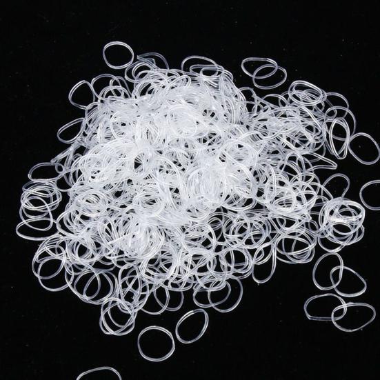 500Pcs Disposable Clear Rubber Band Elastic Bind Tie Hair Ring Ponytail Holder