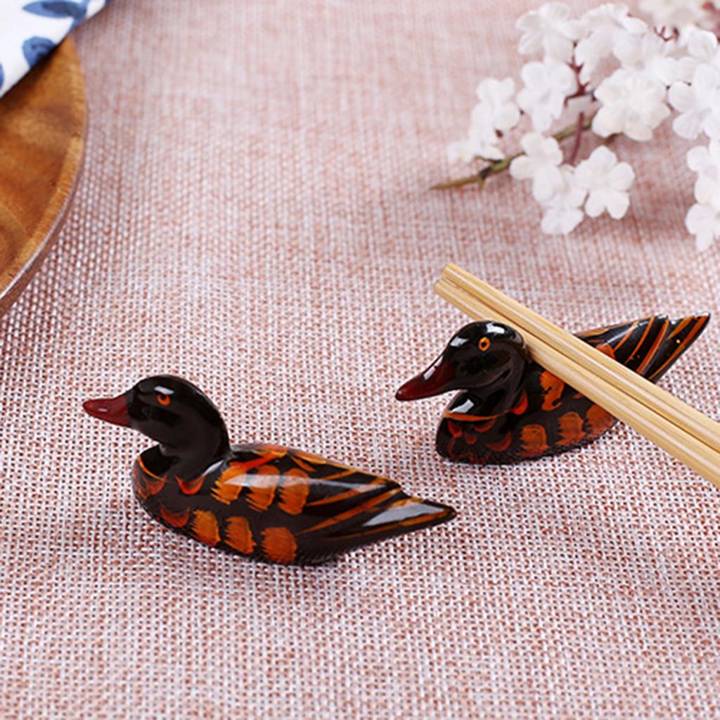 Buy Natural Wooden Duck Chopsticks Holder Stand Leaf Shape Chopstick